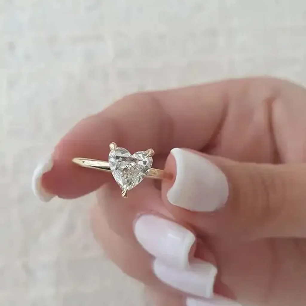 Athena Gold Solitaire Heart Ring