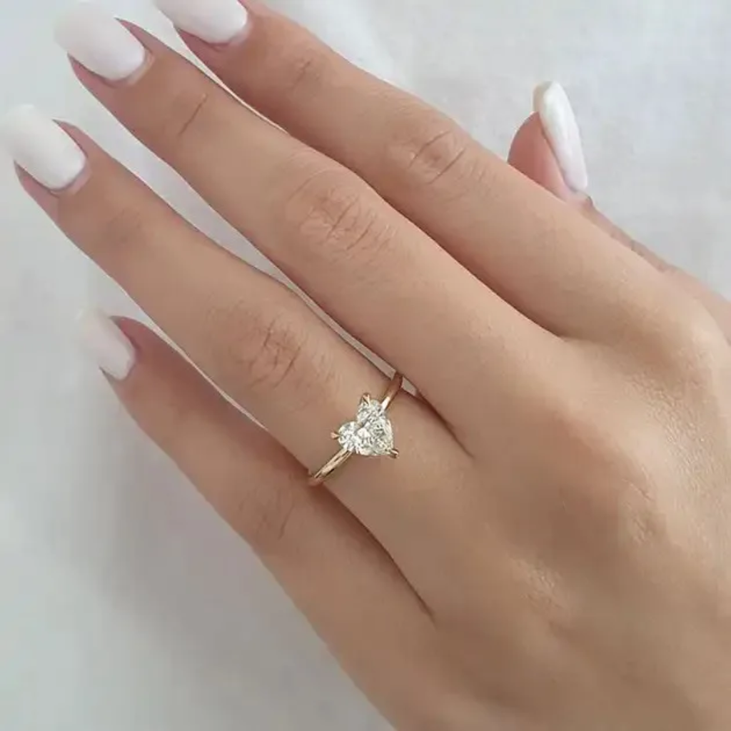 Athena Gold Solitaire Heart Ring
