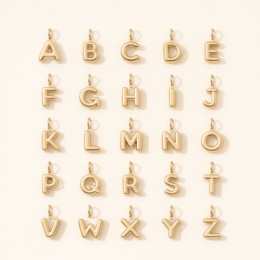 Bubble Letter Charm: A to Z