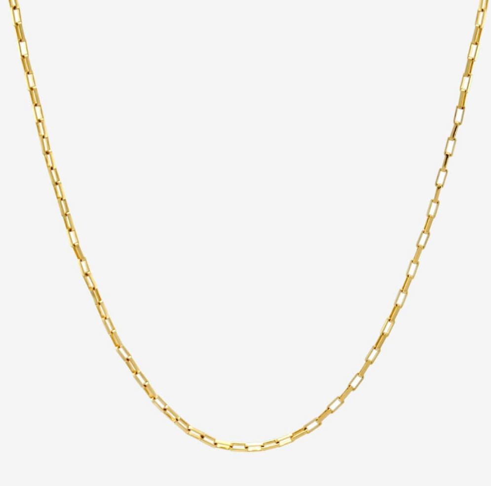 Long Box Base Chain Necklace - Gold Filled