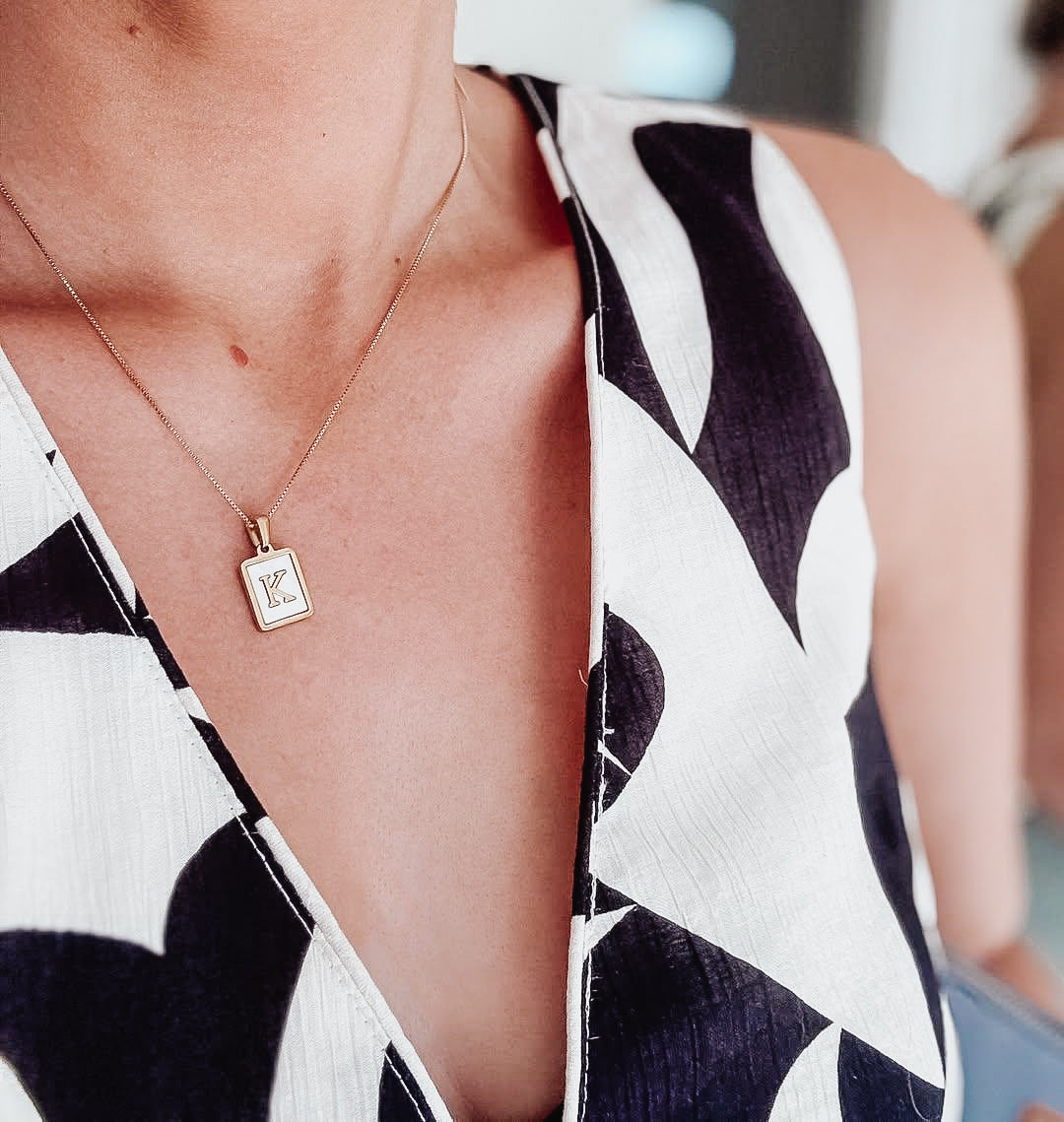 Mother of Pearl Initial Necklace A-Z