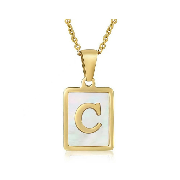 Mother of Pearl Initial Necklace A-Z