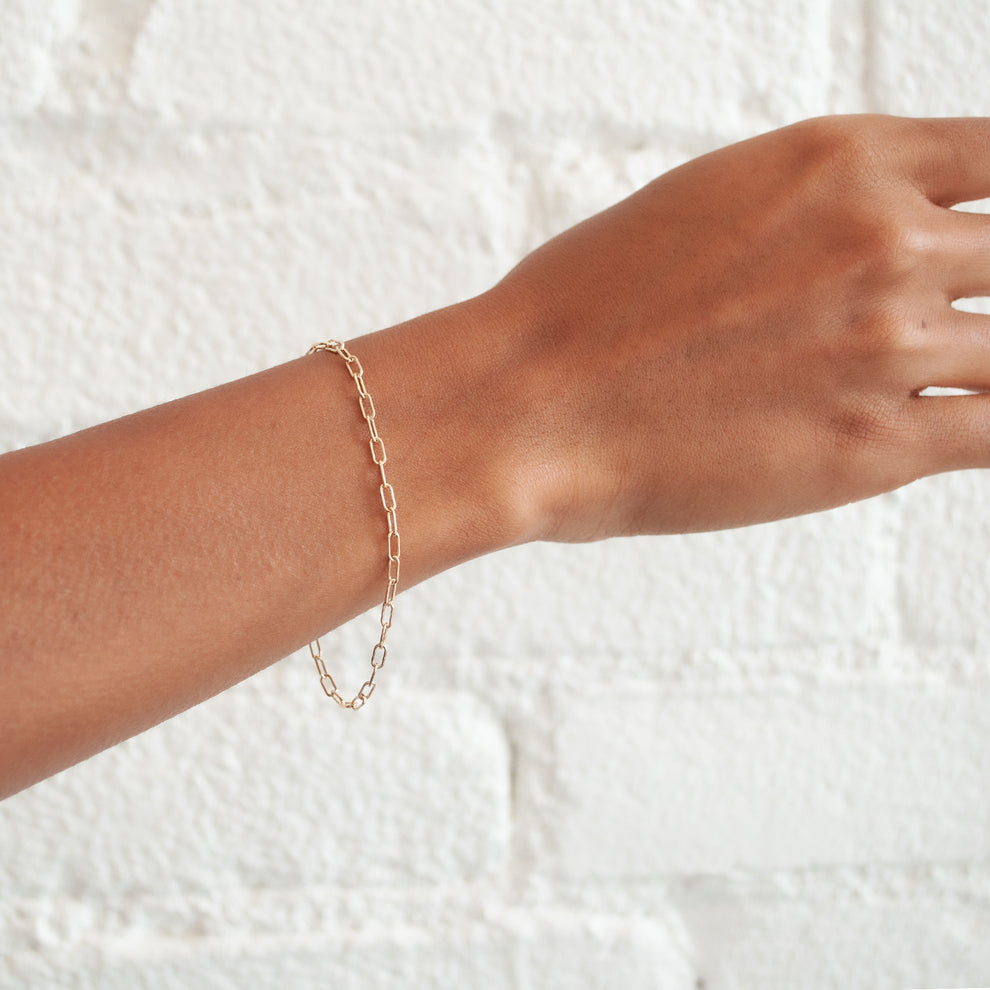 Paperclip Base Chain Bracelet - Gold Filled