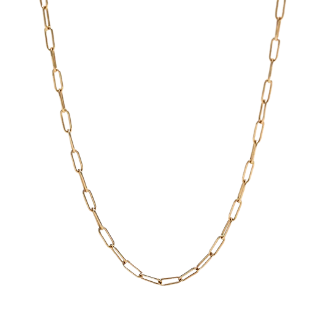 Paperclip Base Chain Necklace - Gold Filled