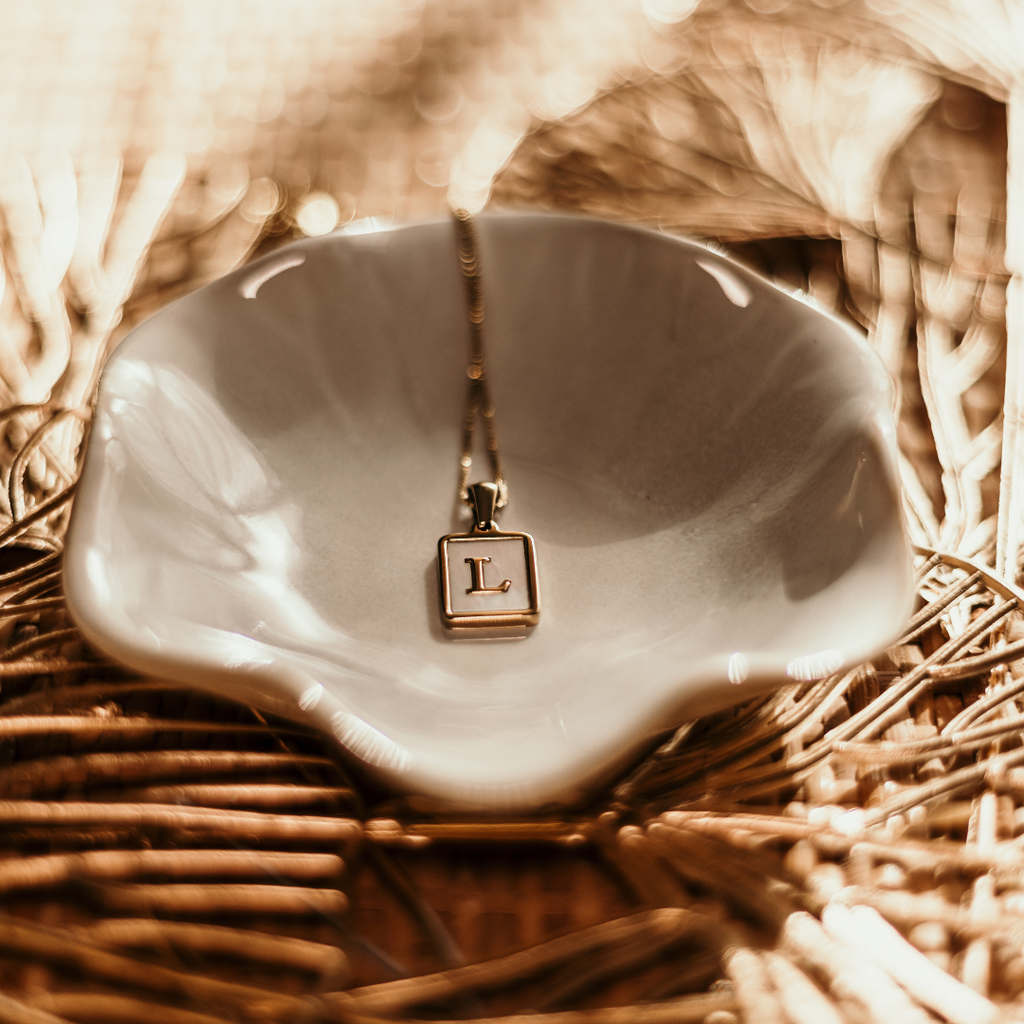 Mother of Pearl Initial Necklace A-Z