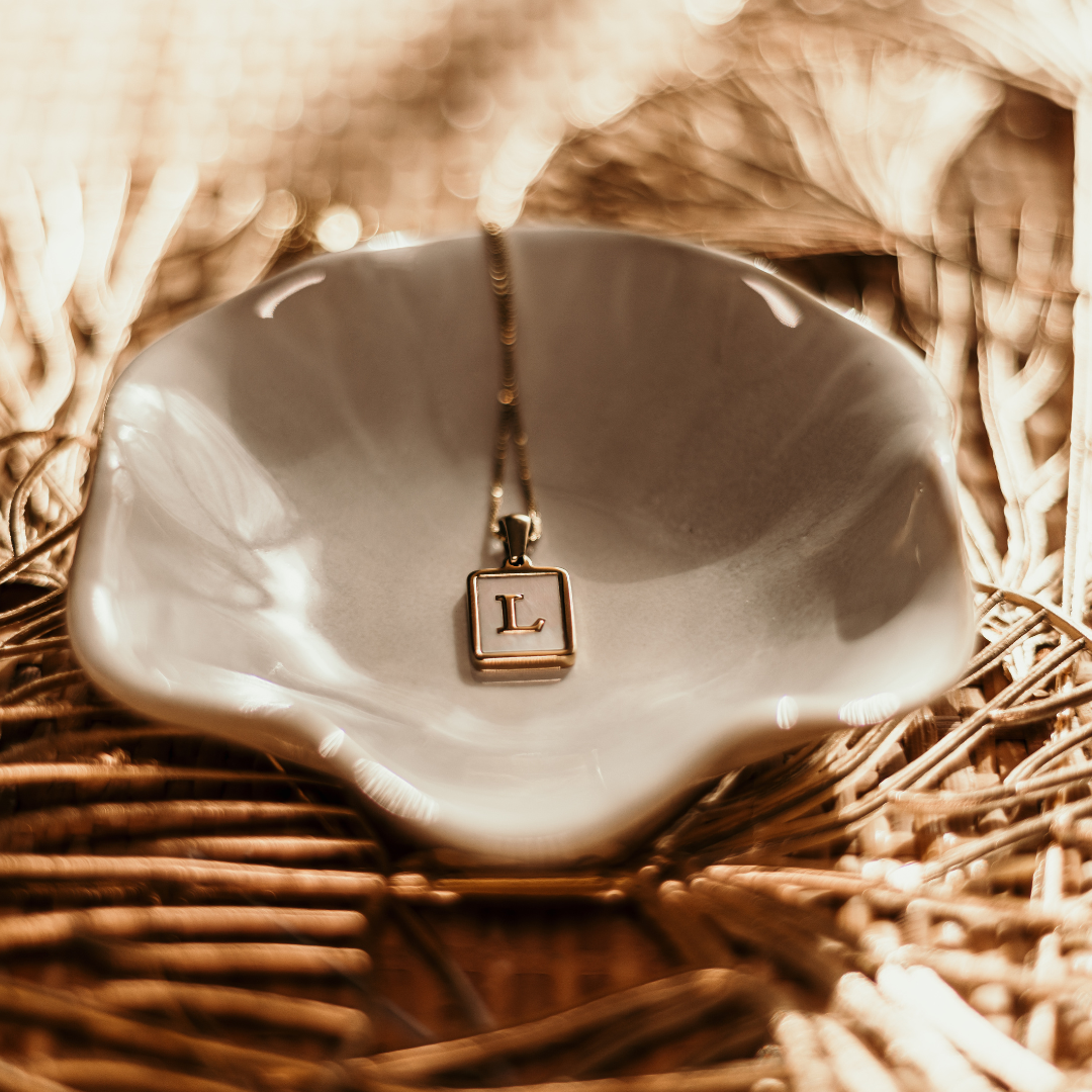Mother of Pearl Initial Necklace A-Z