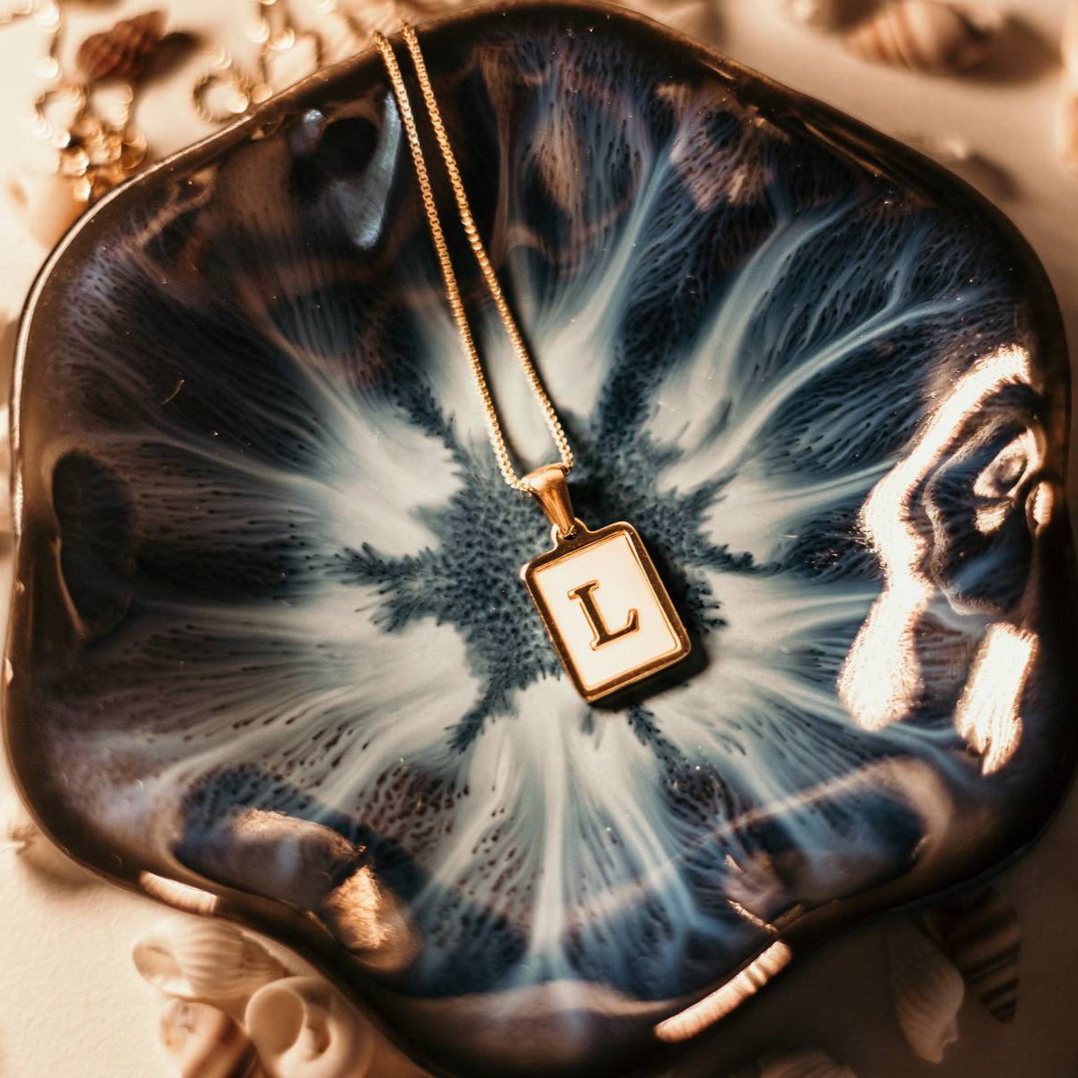 Mother of Pearl Initial Necklace A-Z