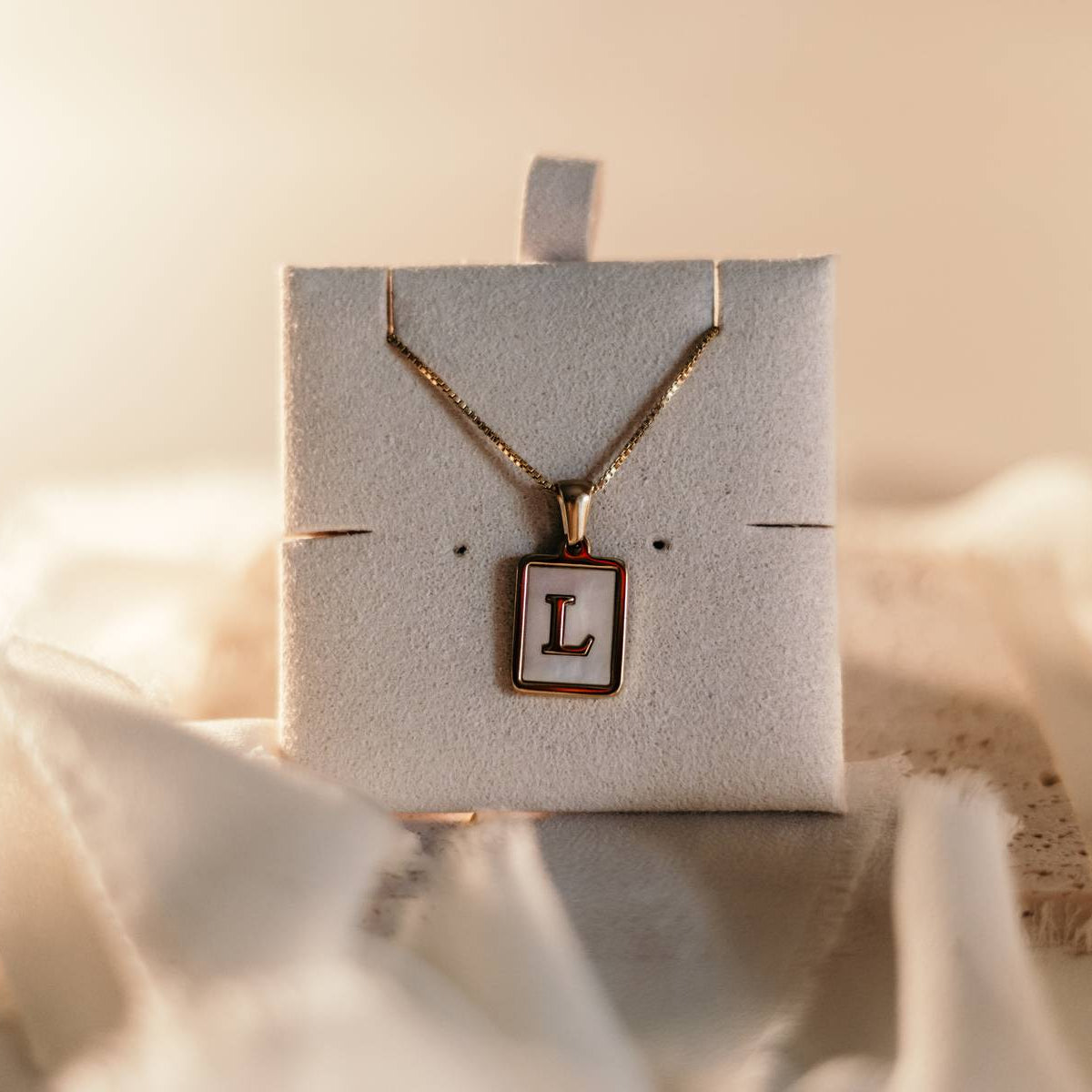 Mother of Pearl Initial Necklace A-Z