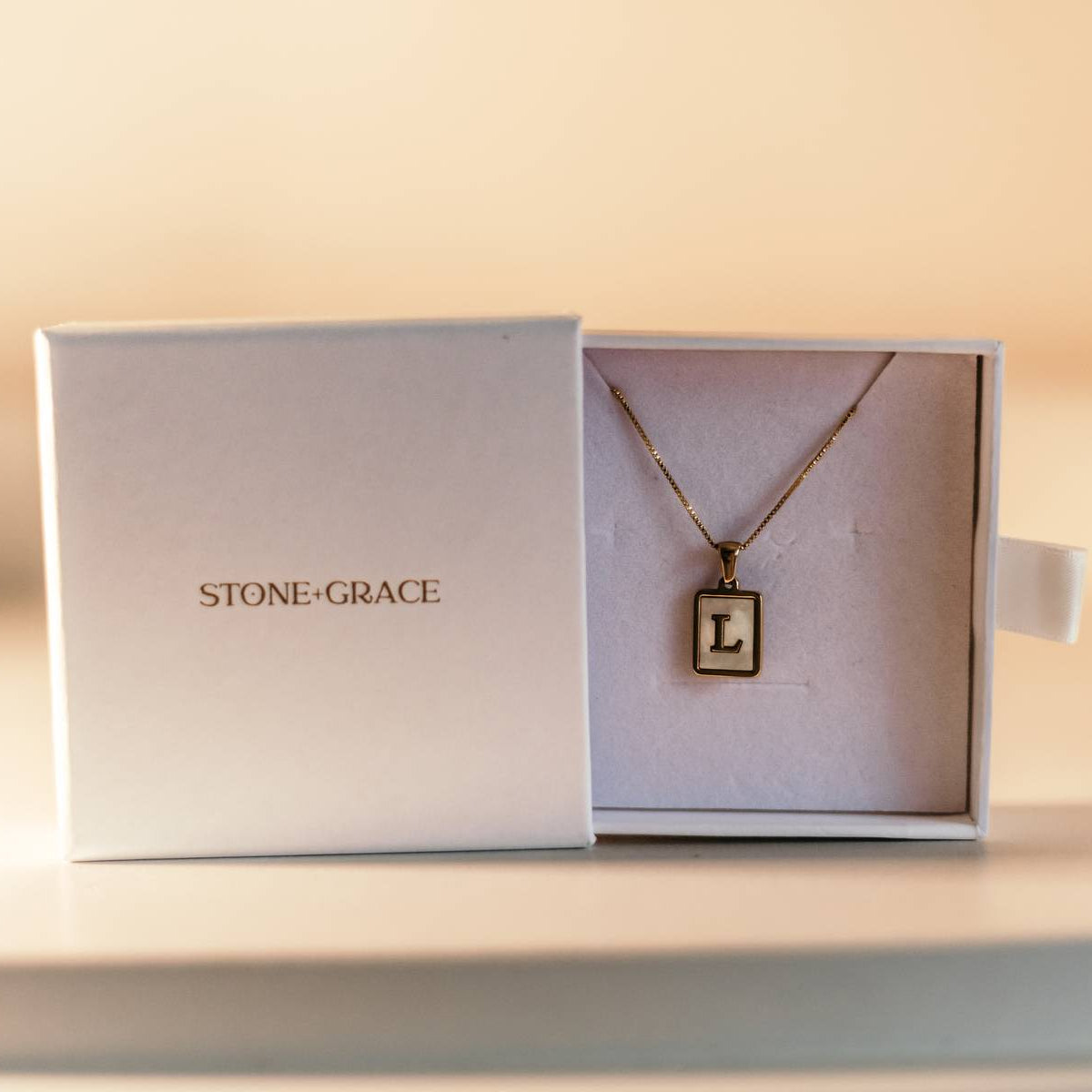 Mother of Pearl Initial Necklace A-Z