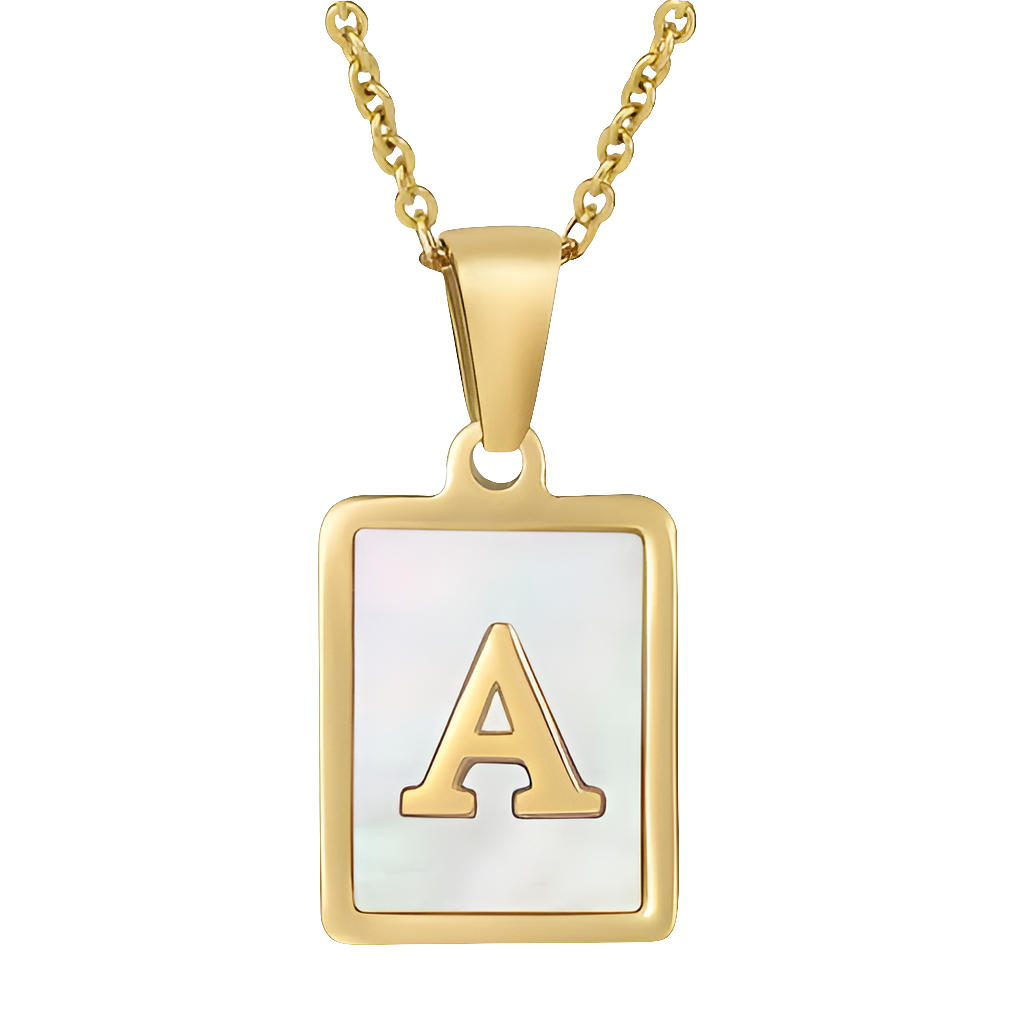 Mother of Pearl Initial Necklace A-Z