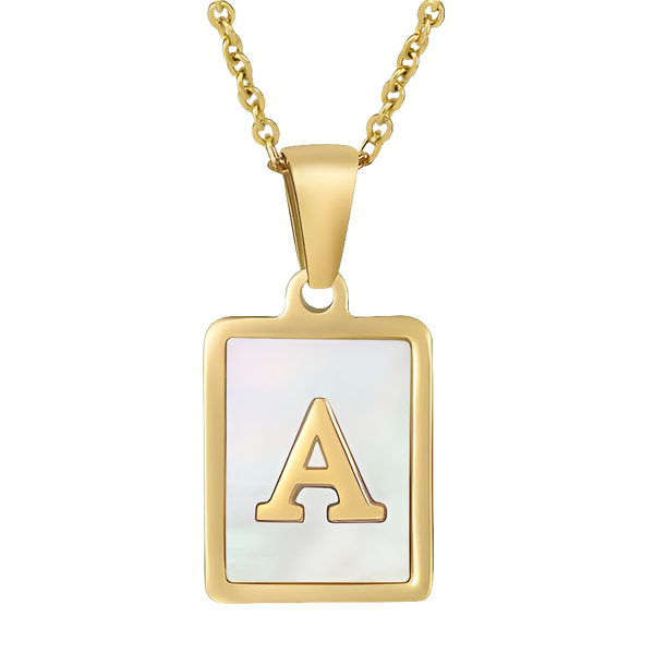 Mother of Pearl Initial Necklace A-Z