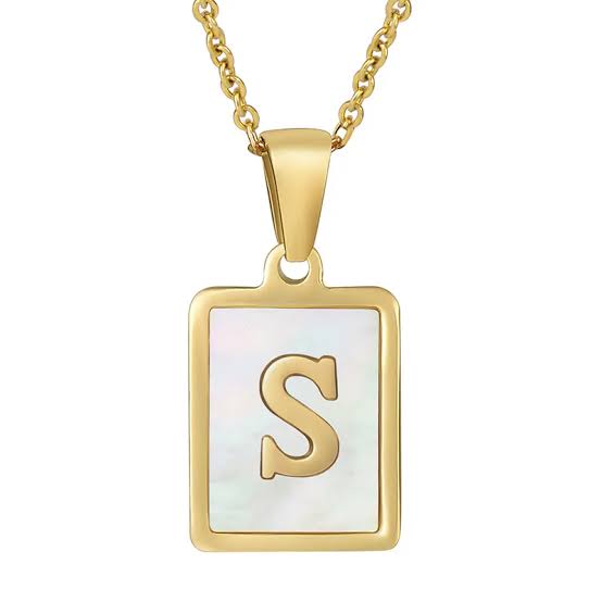 Mother of Pearl Initial Necklace A-Z