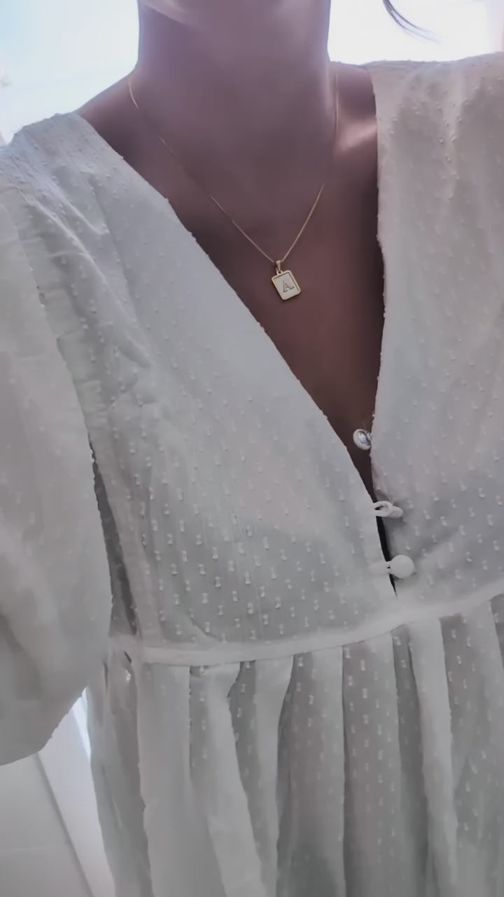 Mother of Pearl Initial Necklace A-Z